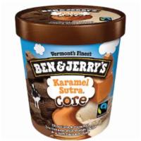 Karamel Sutra® Core Ben & Jerry'S Ice Cream Pint · Chocolate & Caramel Ice Creams with Fudge Chips & a Soft Caramel Core