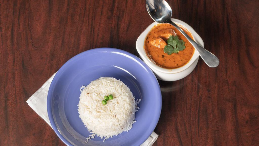 Chicken Tikka Masala · Peace of marinated chicken cooked in spiced creamy source.