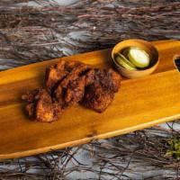 One For Honey Wings · (Honey BBQ) Served with celery or carrots, and blue cheese or ranch.