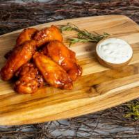 Sweet Chili Cha-Cha Wings · (Sweet Chili) Served with celery or carrots, and blue cheese or ranch.