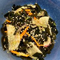 Seaweed Salad · Nutritious julienne kelp, wakame, carrot, daikon, onion, lightly dressed with ponzu, sesame ...