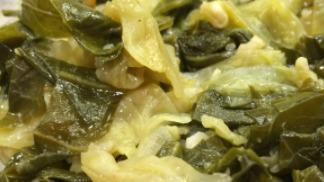 Tender Fresh Collard Greens With Cabbage · 