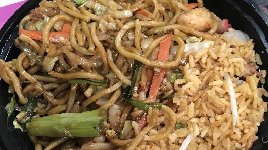 Shrimp Lo Mein · Soft noodle spaghetti.