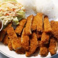 Chicken Katsu · Breaded, Deep-Fried Chicken with Steamed Rice and Salad and with Katsu Sauce