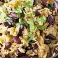 Rice & Beans · White rice and black beans.