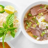  Beef Phở · Rice noodle soup with beef as follow. Eye round steak will come raw. Please specify if you w...