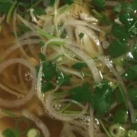 Chicken Phở · Rice noodle soup with chicken.