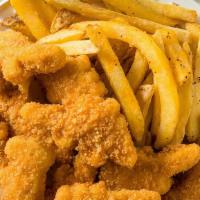 Nuggies & Fries  · Fun-shaped chicken nuggets with fries. Comes with Drink and choice of Applesauce or Gogurt.
