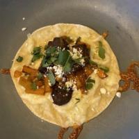 Mushroom, Butternut Squash, & Onion · Vegetarian. Open faced sonoran quesadilla style with Oaxaca cheese.