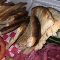 Hummus Platter · Served with pita bread, veggies, and feta cheese.