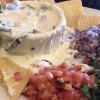 Cheese Dip · Creamy cheese sauce with roasted poblano peppers. Very yummy.