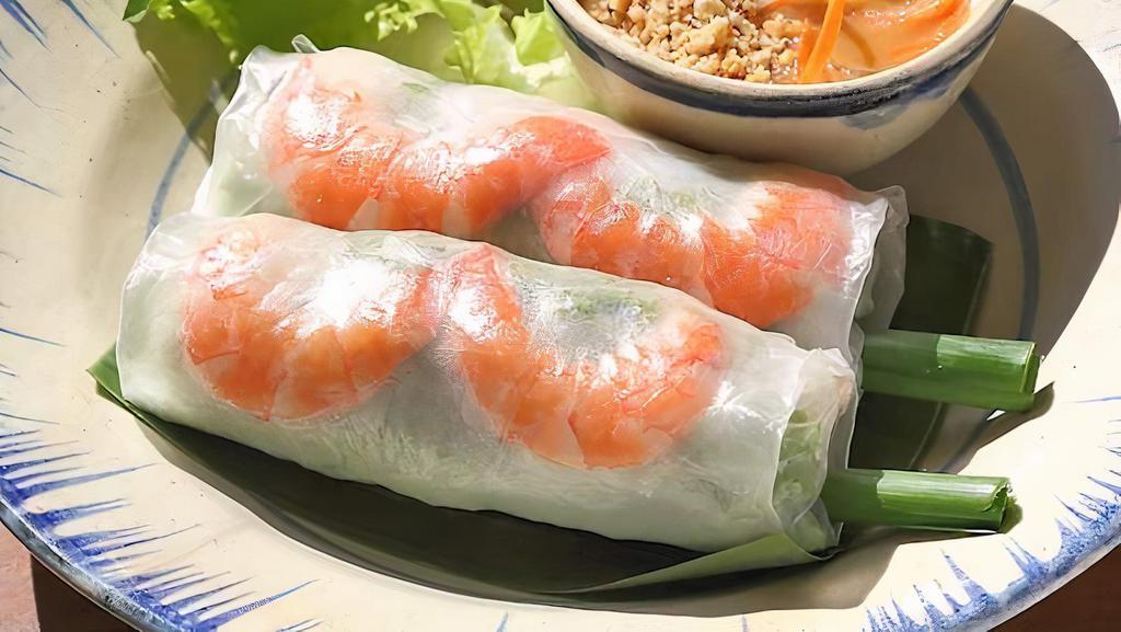 Gỏi Cuốn · Salad rolls (shredded lettuce, vermicelli noodle, with pork, shrimp and served with peanut sauce).