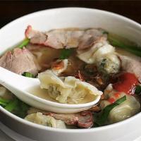 Hu Tieu, My Hoanh Thanh · Wonton and BBQ pork with rice noodle or egg noodle.