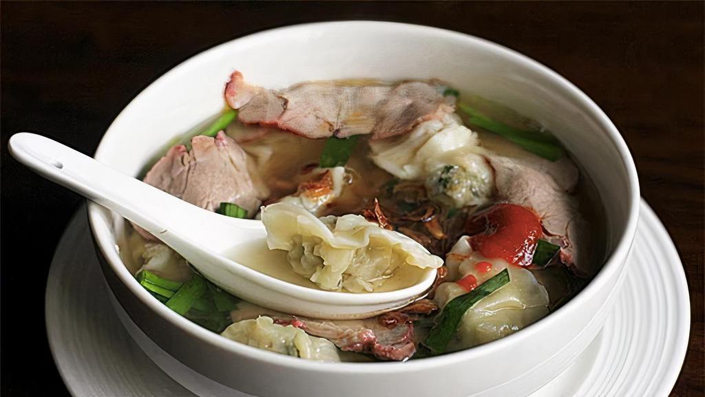 Hu Tieu, My Hoanh Thanh · Wonton and BBQ pork with rice noodle or egg noodle.
