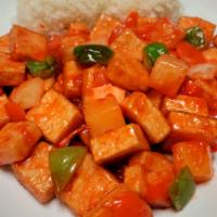 Sweet And Sour Tofu · Vegetarian. Served with steamed rice.