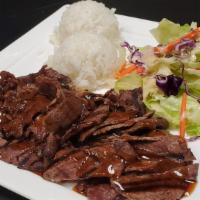 Beef. Teriyaki · Served with steamed rice and salad.