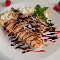Raspberry Land · Vanilla bavarian cream | Fresh raspberries | Biscoff cookie | Coconut flakes | Whipped cream...