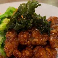 Crispy Chicken · Crispy chicken stir-fried with chili paste topped crispy basil.