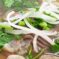 Pho Bo Vien · Vietnamese meat balls, pho broth, and rice noodles