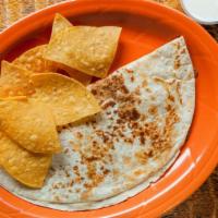 Flour Quesadilla W/Meat · Flour or whole wheat tortilla with cheese, and choice of meat. served with pico de gallo, so...