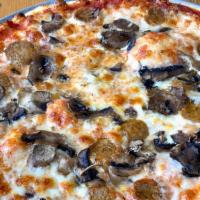 18 Sausage Mushrooms · spicy sausage, mushrooms, & mozzarella