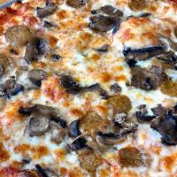 12 Sausage Mushrooms · spicy sausage, mushrooms, & mozzarella