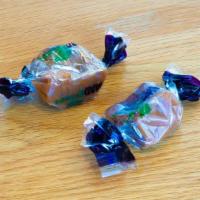 2 Sea Salt Caramels · Two individually wrapped soft caramels with delicate sea salt throughout.