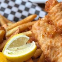 Fish & Chips · Crispy panko-battered cod, fresh-cut fries, and house made tartar sauce.