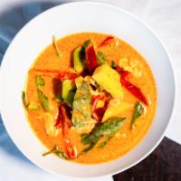 Pineapple Curry · With red curry, bell pepper, basil, and coconut milk. Choice of: chicken, pork, beef, vegeta...