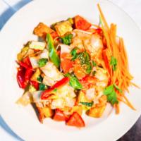 Spicy Noodle (Drunken Noodles) · Big rice noodles pan fried with bell pepper, jalapeño, tomato, and basil. Choice of: chicken...