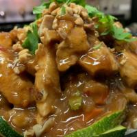 Thai Peanut Bowl · Your choice of chicken or steak with wok'd veggies (zucchini, carrots, cabbage, green bell p...