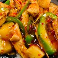 Sweet & Sour · Grilled marinated chicken breast with wok seared pineapple chunks and green bell pepper toss...