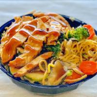 Chicken Breast Yakisoba · Japanese noodles wok stirred with marinated grilled chicken breast, our Japanese vegetables ...