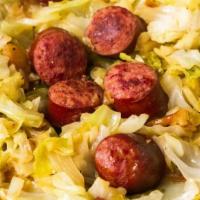 Sausage And Cabbage · served with rice
