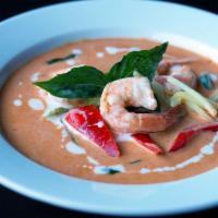 Red Curry · Bell peppers, bamboo shoots, basil, red curry, and coconut milk.