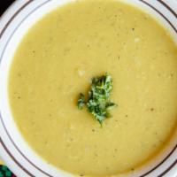 Lentil Soup · Vegan, gluten-free. Traditional soup made with lentils, onions, garlic, and lemon. Served wi...