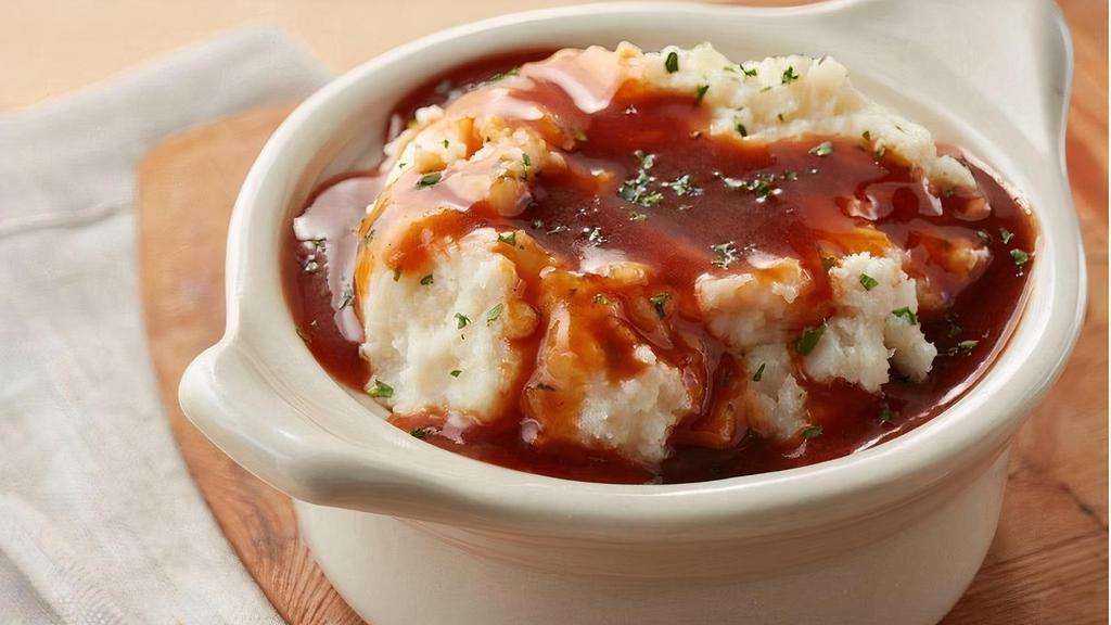 Mashed Potatoes & Gravy · Why mess with a classic. Pan sauce gravy served over whipped mashed potatoes. No need to stand over the stove to enjoy this favorite. We’ve got you covered.