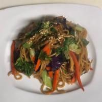Vegetable Yakisoba · JAPANESE STIR-FRIED NOODLES MIXED WITH ASSORTED VEGETABLES IN A SWEET,SAVORY,AND TANGY SAUCE
