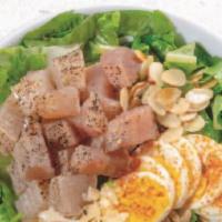 Wasabi Sea-Sar Salad · Romaine, albacore, parmesan, sunflower seed, toasted almonds, tomato, egg, wasabi Caesar.
