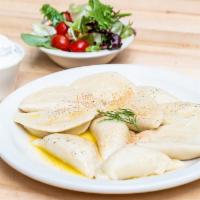 Pirogies Potato Dumplings ( Vegetarian And Egg Free )( 10 Pieces) · Everybody loves dumplings! How about our homemade Potato-filled dumplings. Tossed your way a...