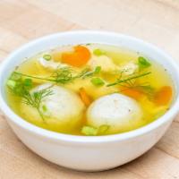 Chicken Matza Bowl Soup · Fresh Matzo balls made from scratch in our famous chicken broth with all the fixings!