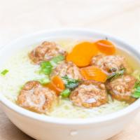 Meatball Rice Soup · Our Russian Meatball Soup is loaded with beautiful and tender chicken meatballs floating in ...