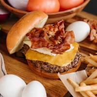 Big Over Easy · Third Pound USDA Choice Burger topped with an egg, smokehouse bacon & cheddar cheese. Served...