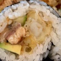 Super Unagi · Crab mayo, tempura eel, avocado, cream cheese, cucumber, tobiko.