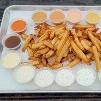 Regular Fries · Hand-cut delicious French fries! Comes with your choice of 2 house-made dipping sauces. Yum!