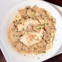 Chicken Marsala · A large chicken breast, sautéed with butter, marsala wine mushroom and seasoning (sweet in t...