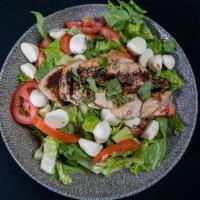 Balsamic Chicken Caprese · Seared chicken, mozzarella, creamy avocado slice, tomatoes and basil leaves, drizzled with b...