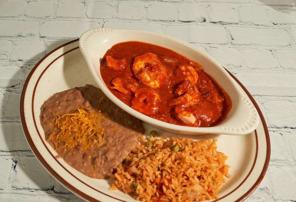 Camarones A La Diabla · Spicy. Shrimp cooked and simmered in muy picante sauce.