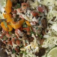 Carne Asada Plate · Rice, beans, pico de gallo, three corn tortillas.