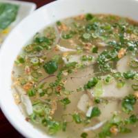 Chicken Pho · Chicken slices, chicken pho broth, rice noodles, scallions, cilantro, red onion, served with...